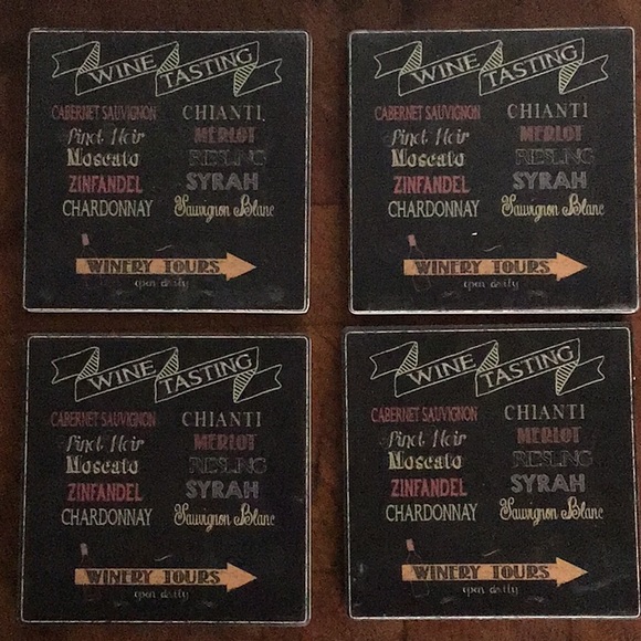 Food Network Stone Coasters Wine Chalk look - Picture 2 of 9